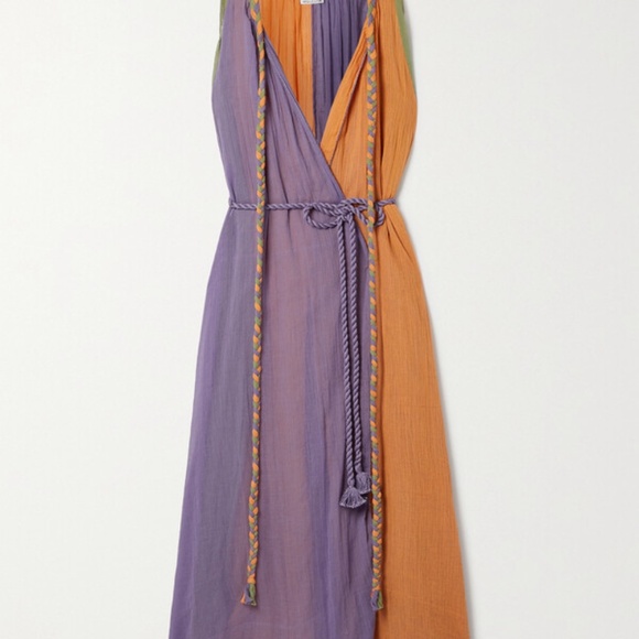 Miguelina Calypso Color-block Cotton-gauze Coverup - Orange - Picture 3 of 8